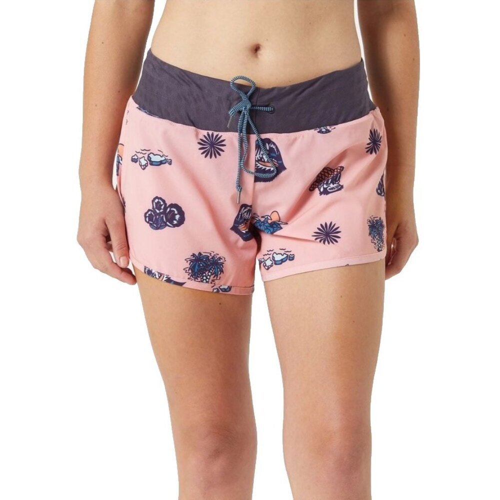rabbit Shorts Womens‎ MD Surf N Turf 4” Running Board Coral Cloud